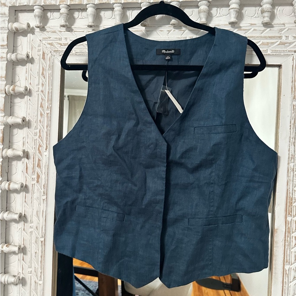 Madewell Navy Linen Vest Size 16